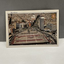CARTOLINA COLORI VINTAGE COLLEZIONE BARCELONA ESTACIO DE SANTS VISTA AEREA