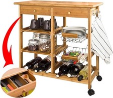 Carrello Cucina Legno Bambu 2