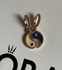 Charm Pandora Rosa Yin & Yang Smalto Spaccabile Pendente 780098C01 Nuovo 💜