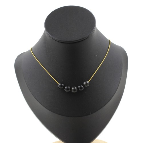 Collana perle obsidiana nera - obsidiana,