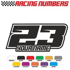 3x Adesivi Nome Numeri Gara Personalizzati Decalcomanie Vinile Racing Dirt bike MX Motocross
