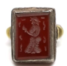 Unico antico intaglio romano corniola agata re bellissimo anello in argento