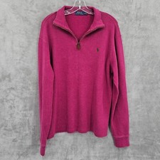 Polo Ralph Lauren maglione pullover quarto zip M rosso manica lunga finto collo anni 90