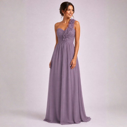 Abito chiffon monospalla - chiffon,