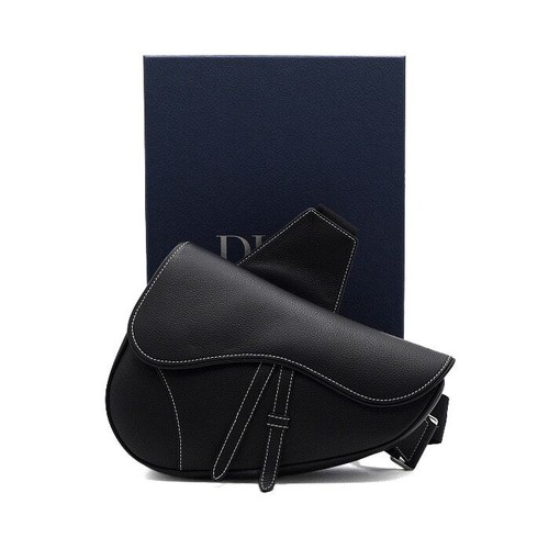 Dior black grained calf saddle - black,