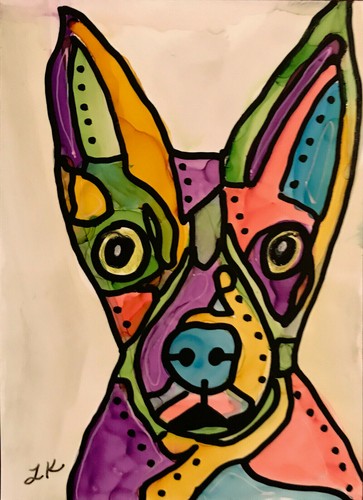 Aceo art stampa cane - aceo, faccia