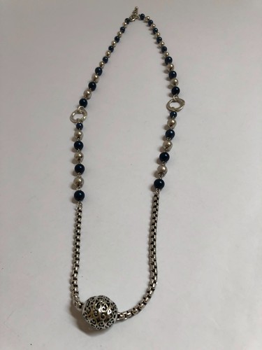 Collana lunga argentata con - collana,