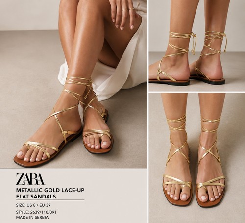 Sandali bassi stringati zara - sandali,
