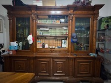 Libreria Vetrina Credenza Antica in Legno Massello Radica Di Noce Vintage 
