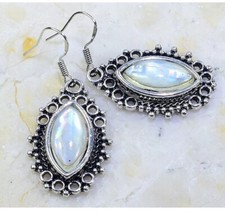 A Argento 925 Orecchini Pietra Di Luna Arcobaleno Reimbow Moonstone