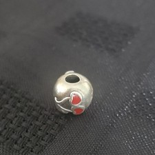 Charm Pandora Smalto Rosso Ciliegie Cuore Clip Ale Argento Sterling 925
