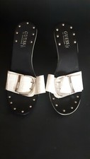 GUESS ZOCCOLI SEXY SANDALI BIANCHI VERA PELLE TACCO ALTO A SPILLO 10 CM N°38