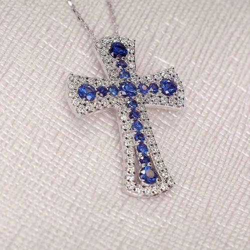 Ciondolo croce tanzanite blu