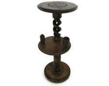 Ornato Legno Intagliato 2 Livelli Orzo Aperto Piedistallo Torsione Tavolo Piante Supporto Fumatori T