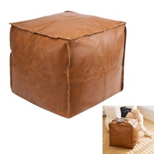 Faux leather unstuffed pouf - faux,