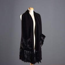 Maxi Sciarpa Vintage Lana Pelliccia con Tasche Italia Anni 90 Originale