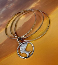 BRACCIALE Bracelet 3 cerchi NEFERTITI  vintage anni 60  GOLD vero  ORO 750°/°°°