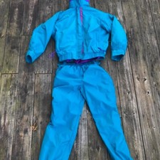 Tuta invernale Columbia Bugaloo turchese e viola vintage anni 80 interno azteco