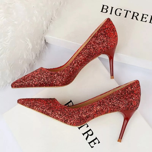 Decolte glitter rosse tacco - rosse, 7