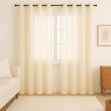 2 Tende Pannelli con Occhielli Arredo 140x280 CREMA Coppia Semi Oscurante 691M