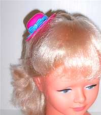 CAPPELLO rosa con fiocco azzurro 80s fermaglio per capelli in plastica super pop