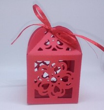 STOCK 50 SCATOLINE BOMBONIERA PORTA CONFETTI ROSSO INTAGLIO LAUREA 