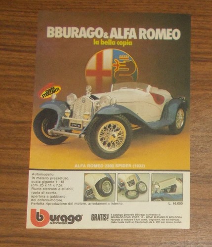 Rara pubblicità bburago alfa - rara,