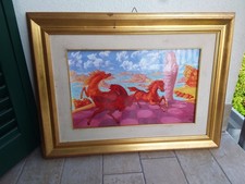 ALIGI SASSU SERIGRAFIA SU CERAMICA MAIOLICATA 30 X 50 CM ISOLA DEI CAVALLI