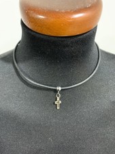 Collana Caucciù Doppio Ciondolo Croce