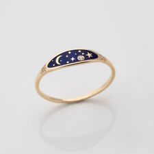 Anello Celeste Smalto Blu Oro