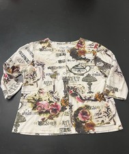 Camicetta cardigan Onque Casuals Y2k French Treasures tazza da tè floreale a scatto taglia XL