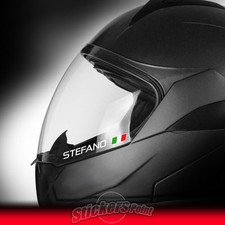 4 adesivi CASCO: 2 NOME PERSONALIZZATO + 2 BANDIERA ITALY adesivo stickers 
