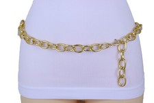 Cintura Alla Moda In Metallo Dorato Con Maglie Ovali Chunky Per Donne XS S M