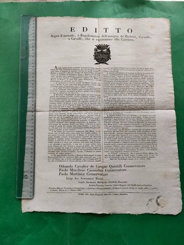 Spqr editto pontificio - spqr, 1830