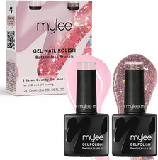 Mygel by  Pink & Glitter Duo Set Smalto per Unghie Gel Semipermanente 2X10Ml UV/