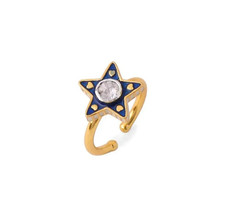 Blu smalto stella anello - blu, rosa