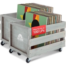 2 Cassetta Dischi Vinile Legno