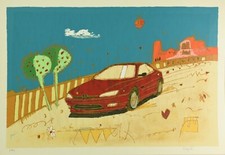 GIOVAGNOLI LUCA (n. 1963) OPERA GRAFICA SERIGRAFIA Materica 50 x 70  Automobile