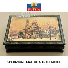 SCATOLA LEGNO RUSSA Laccata Cofanetto Portagioielli Paesaggio Inverno Regalo