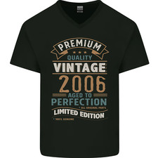 T-Shirt In Cotone V-Neck Premium Vintage Per Il 19° Compleanno 2006 Da Uomo