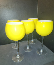 MCM Bicchieri da Vino a Bolla in Vetro con Custodia Giallo Sole Bianco 9"