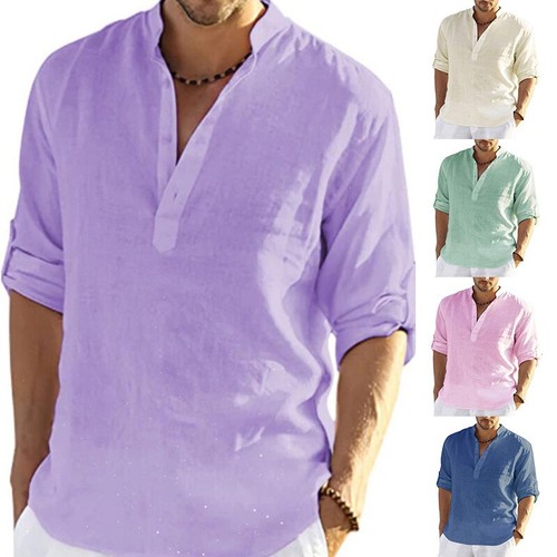Camicia uomo lino manica lunga
