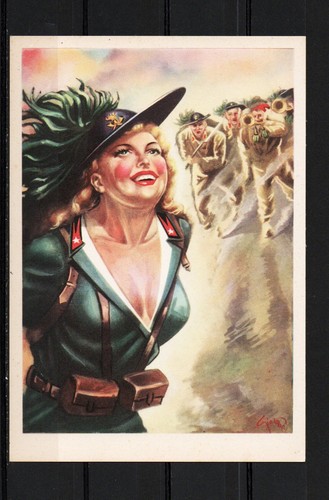 Cartolina militari donna - cartolina,