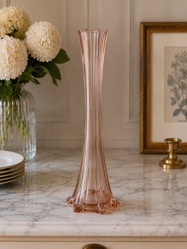 Vaso per fiori vetro rosa - vetro,