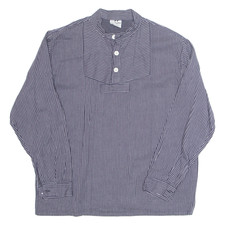 WILKHAHN Top donna stampato blu collo con bottoni manica lunga a righe L