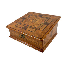 Antico cofanetto fastoso Biedermeier/vittoriano intarsiato radica 17. secolo