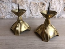 Coppia Di Candelabri Portacandele Vintage In Ottone