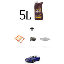 HOFFCAR Kit tagliando 3 FILTRI e 5L OLIO per Ford Mondeo V 2.0 Hybrid 130kw dal 