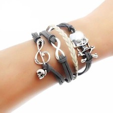Bracciale da Uomo Teschio Infinito Chiave di Sol Skull ragazzo intrecciato 