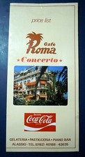 MENU' PRICE LIST - CAFE' ROMA CONCERTO - GELATERIA PASTICCERIA ALASSIO - VINTAGE